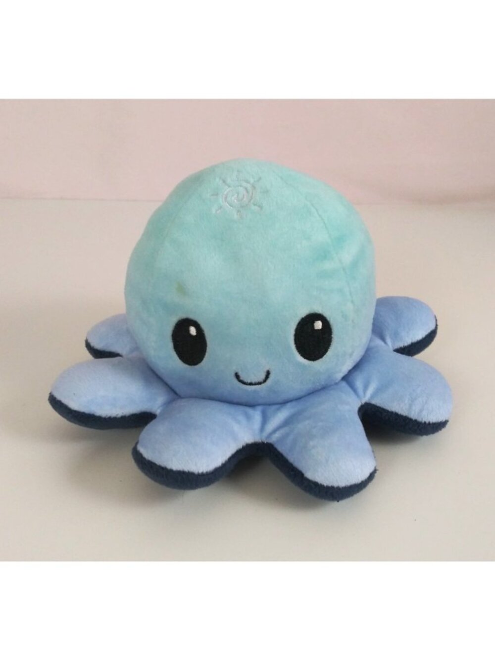 TeeTurtle Reversible Day & Night Happy & Mad Blue Octopus 4" Plush